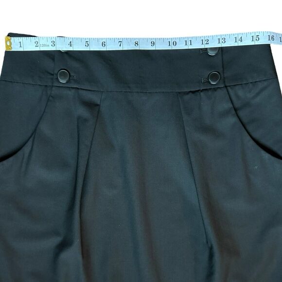 Theory Black Maryelia Tailor Pleated Mini Skirt Size 10 Pockets Classy w Buttons - Picture 8 of 10